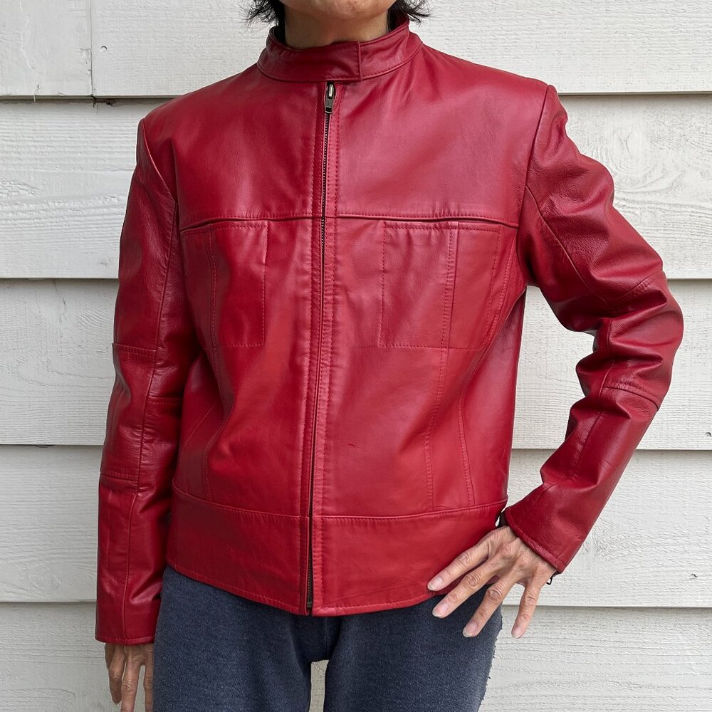 Red genuine leather jacket